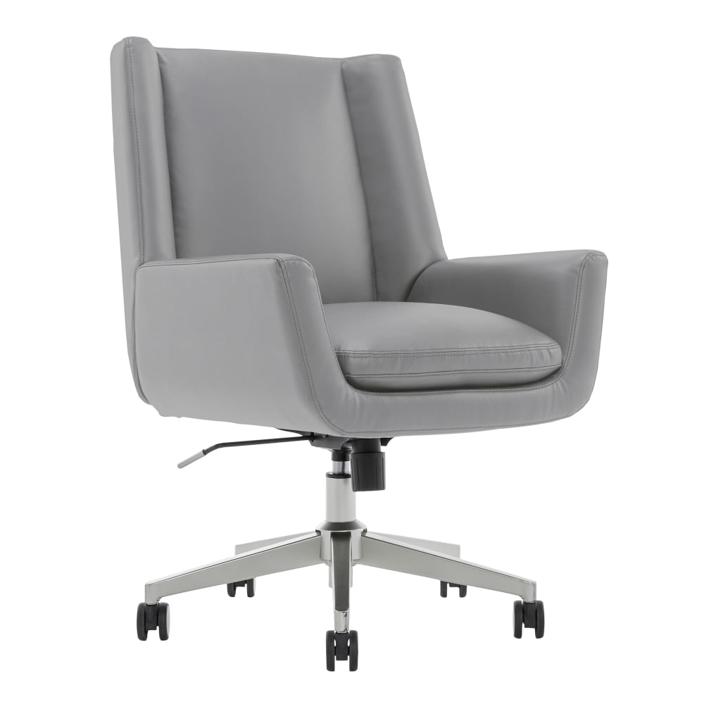 Serta SitTrue Montair Faux Leather Mid-Back Manager Office Chair, Gray MPN:51374