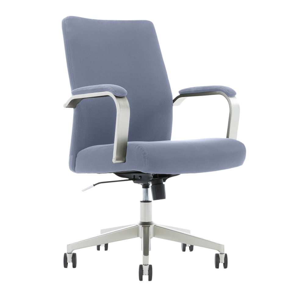 Serta SitTrue Devara Faux Leather Mid-Back Manager Chair, Light Blue MPN:51375