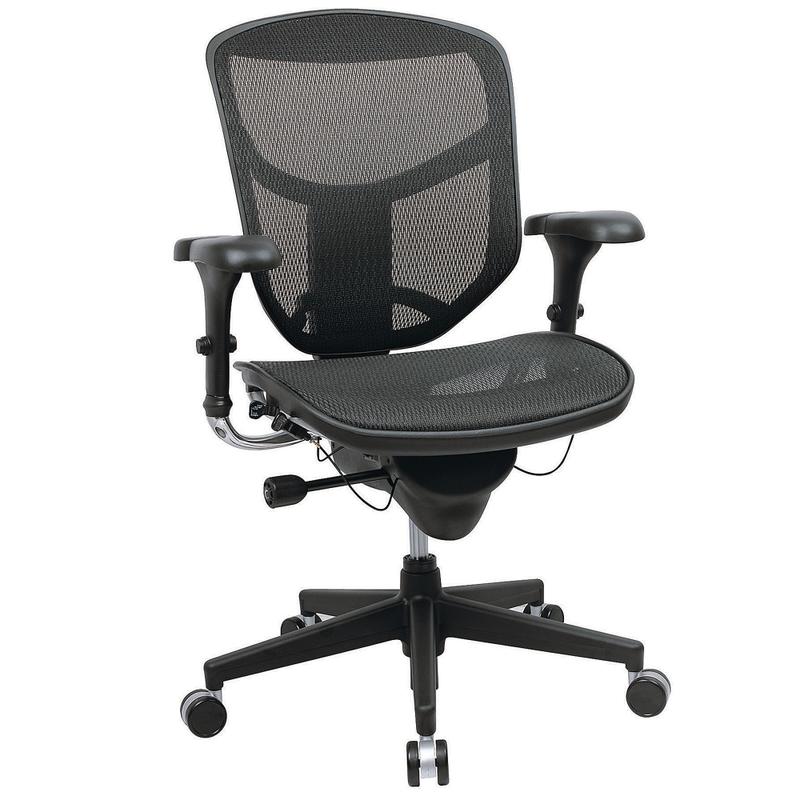 WorkPro Quantum 9000 Series Ergonomic Mesh/Mesh Mid-Back Office Chair, Black/Black, BIFMA Compliant MPN:EJ-LAM