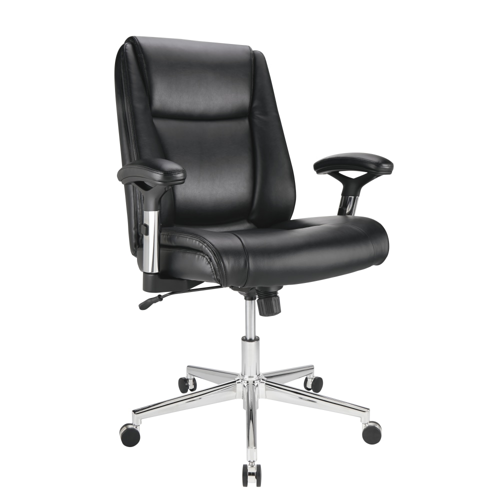 Realspace Densey Bonded Leather Mid-Back Managers Chair, Black/Silver, BIFMA Compliant MPN:GF-81368H