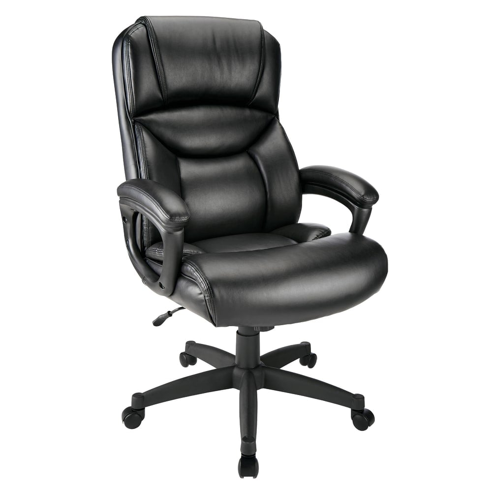 Realspace Fennington Bonded Leather High-Back Executive Office Chair, Black, BIFMA Compliant MPN:GF-G80761H