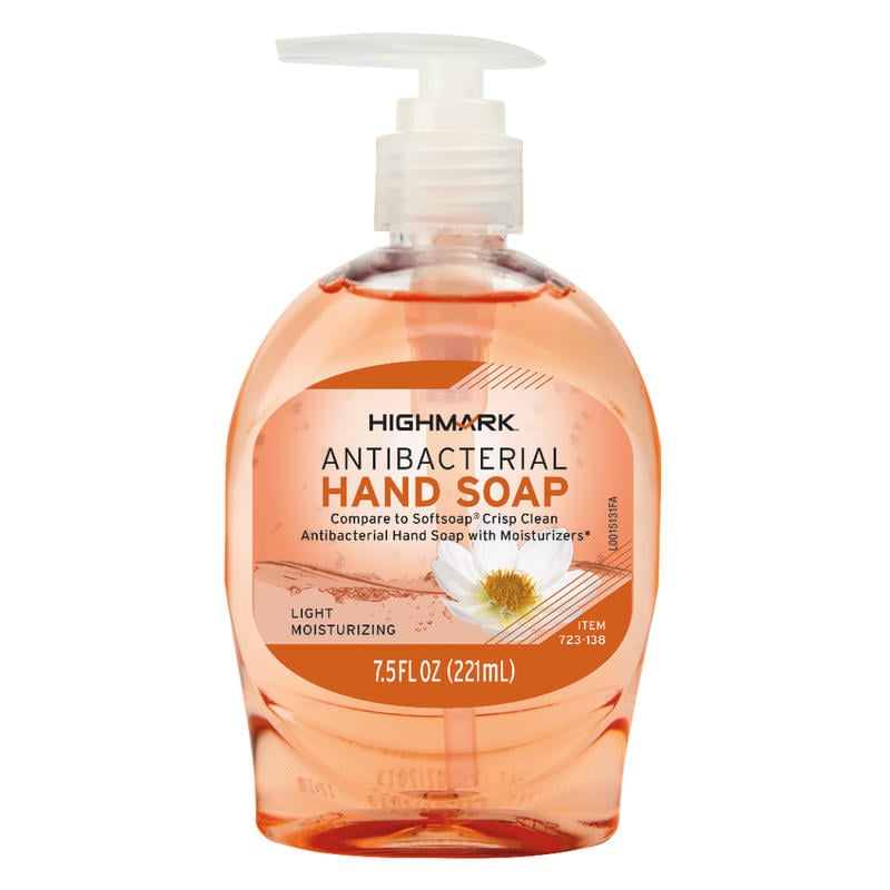 Highmark Antibacterial Liquid Hand Soap, Clean Scent, 7.5 Oz, Orange (Min Order Qty 45) MPN:1000039761