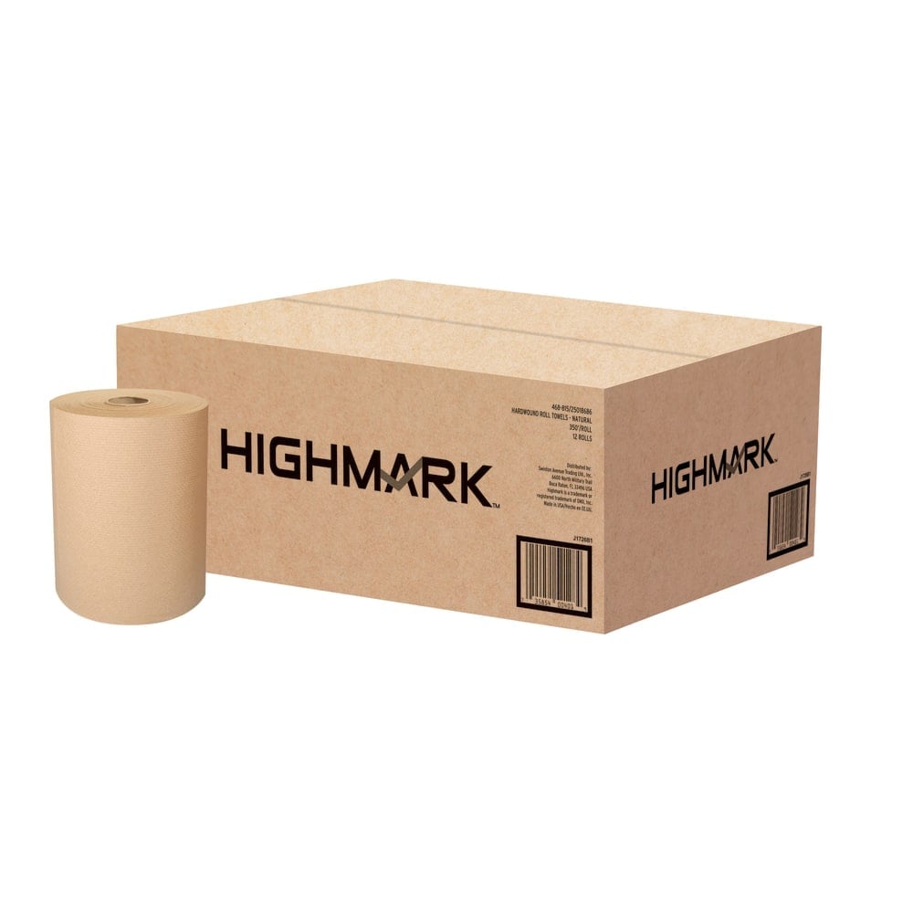 Highmark ECO Hardwound 1-Ply Paper Towels, 100% Recycled, Natural, 350ft Per Roll, Case Of 12 Rolls (Min Order Qty 2) MPN:1726A1