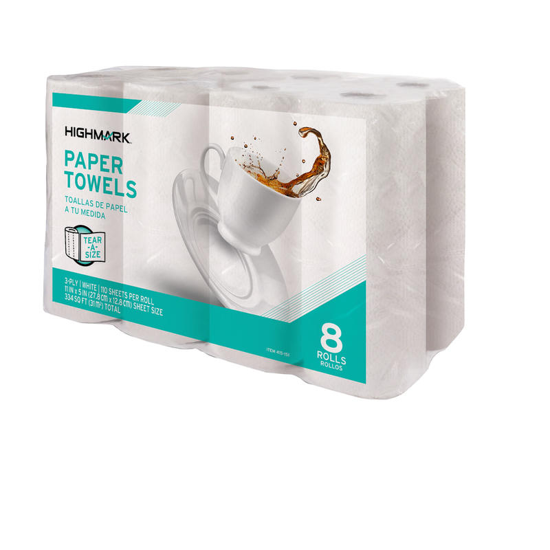 Highmark Tear-A-Size Kitchen 2-Ply Paper Towels, 5in, 110 Sheets Per Roll, Pack Of 8 Rolls (Min Order Qty 5) MPN:5131742EA