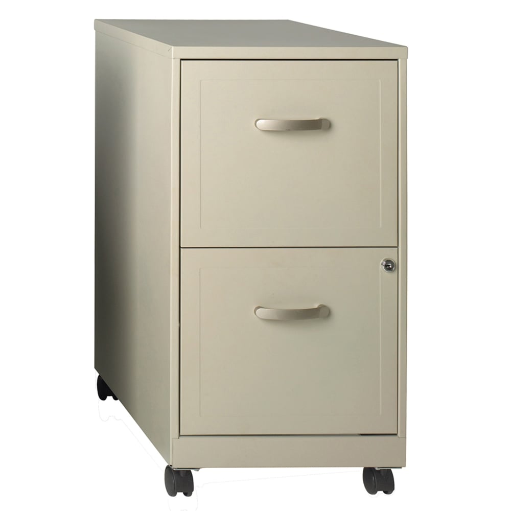 Realspace 18inD 2-Drawer Letter-Size Metal Mobile Vertical File Cabinet, Stone MPN:HID16288