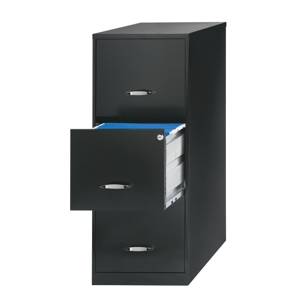 Realspace 18inD 3-Drawer Vertical Letter-Size File Cabinet, Black MPN:HID17220