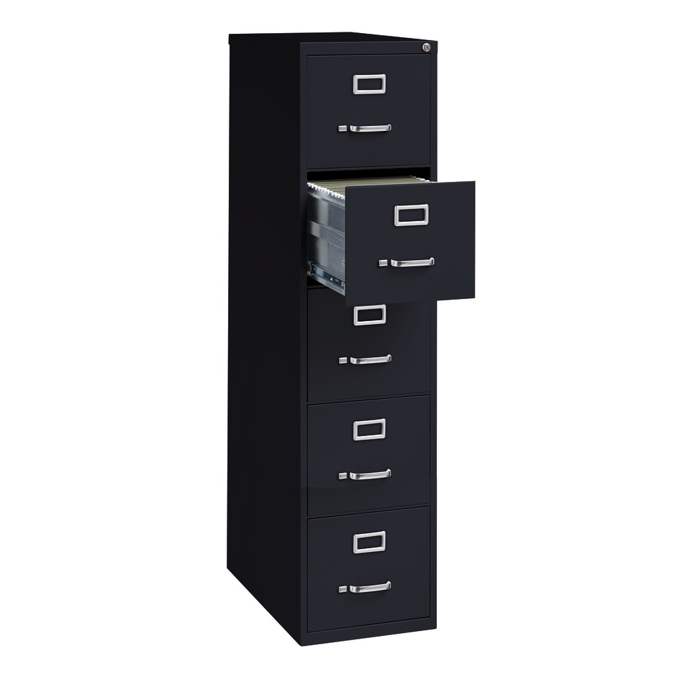 WorkPro 26-1/2inD Vertical 5-Drawer File Cabinet, Black MPN:HID17789