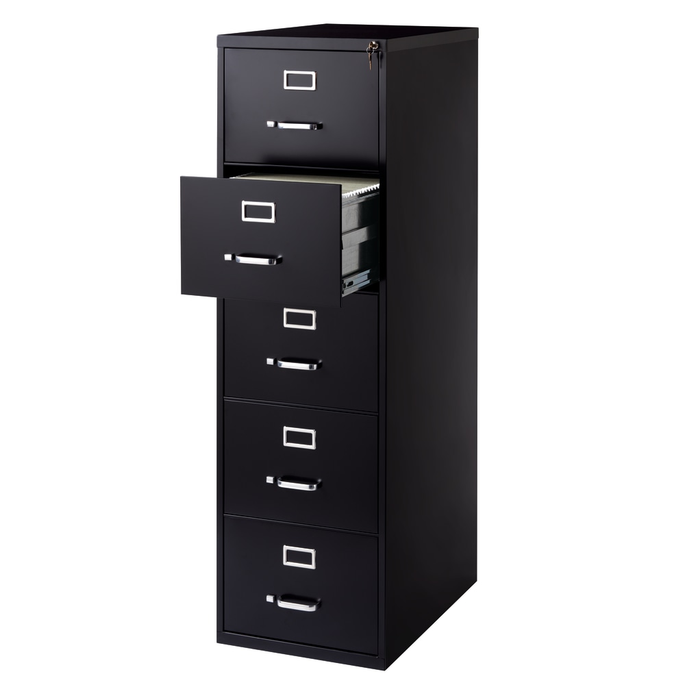 WorkPro 26-1/2inD Vertical 5-Drawer Legal-Size File Cabinet, Black MPN:HID17792