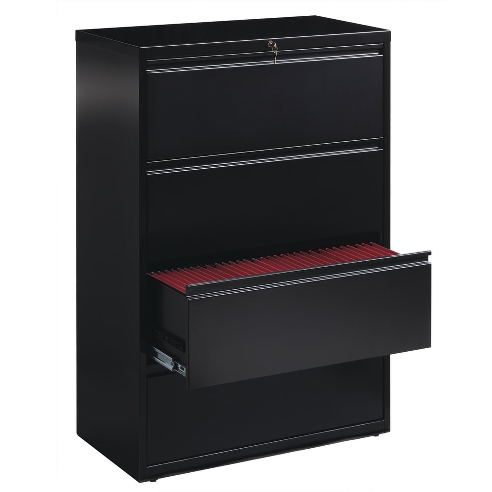 WorkPro 36inW x 18-5/8inD Lateral 4-Drawer File Cabinet, Black MPN:HID19051