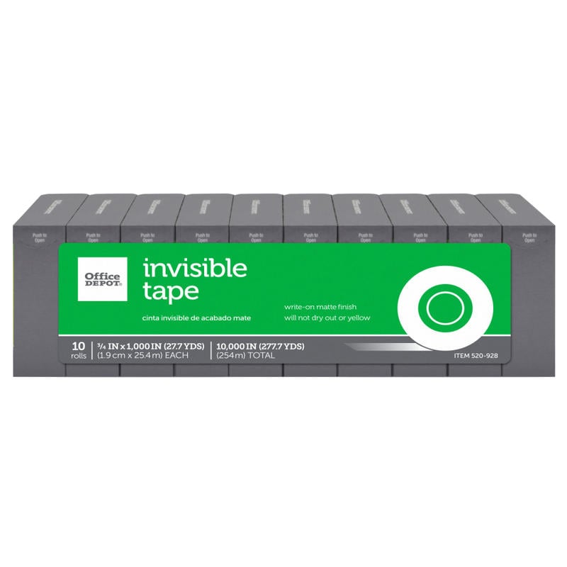 Office Depot Brand Invisible Tape Refills, 3/4in x 1,000in, Pack Of 10 (Min Order Qty 10) MPN:44402-OD