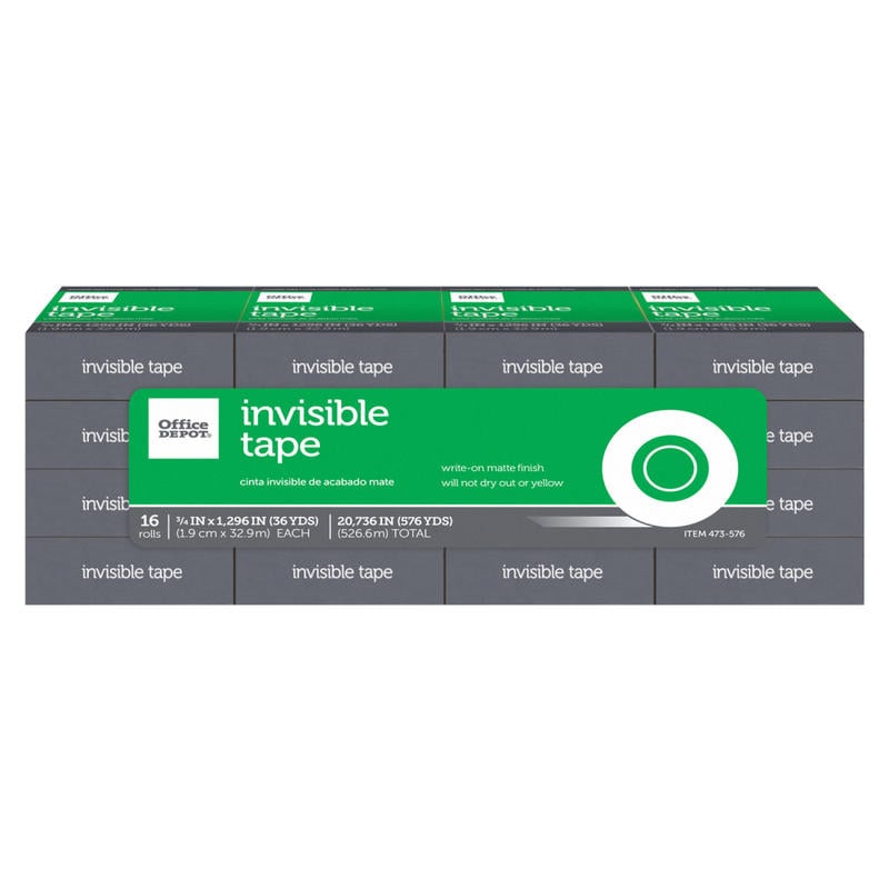 Office Depot Brand Office Depot Invisible Tape, 3/4in x 1296in, Clear, Pack of 16 rolls (Min Order Qty 3) MPN:44414-OD