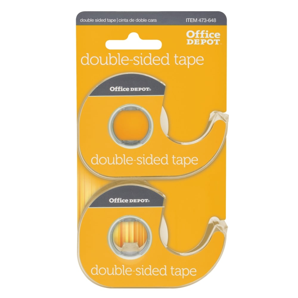 Office Depot Brand Double-Sided Tape In Dispensers, 1/2in x 400in, Clear, Pack of 2 rolls (Min Order Qty 26) MPN:OD-DSP2D