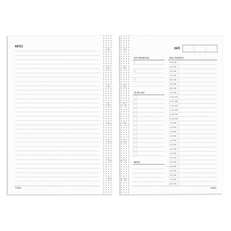 TUL Discbound Undated Daily Refill Pages, Junior Size, 2 Pages Per Day, 50 Sheets (Min Order Qty 24) MPN:TULJRFILR-UD-DALY