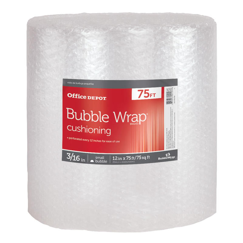 Office Depot Brand Small Bubble Cushioning, 3/16in Thick, Clear, 12in x 75ft (Min Order Qty 7) MPN:CSOD444764