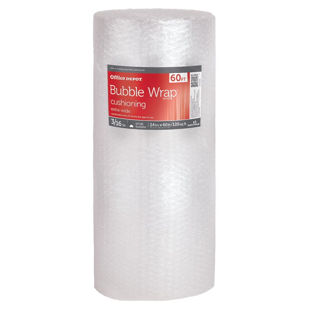 Office Depot Brand Small Bubble Cushioning, Extra-Wide, 3/16in Thick, Clear, 24in x 60ft (Min Order Qty 6) MPN:CSOD722004