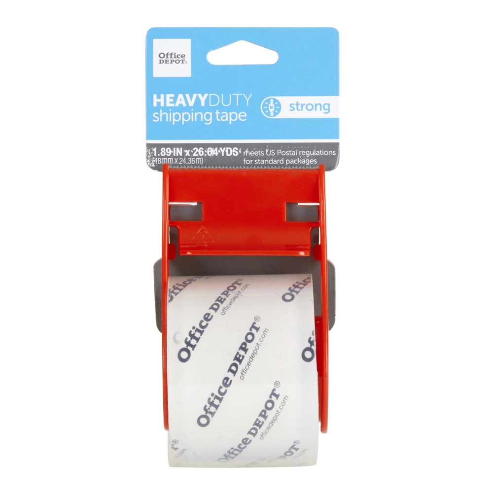 Office Depot Brand Heavy Duty Shipping Packing Tape With Dispenser, 1.89in x 26.64 Yd, Crystal Clear (Min Order Qty 41) MPN:39561-OD