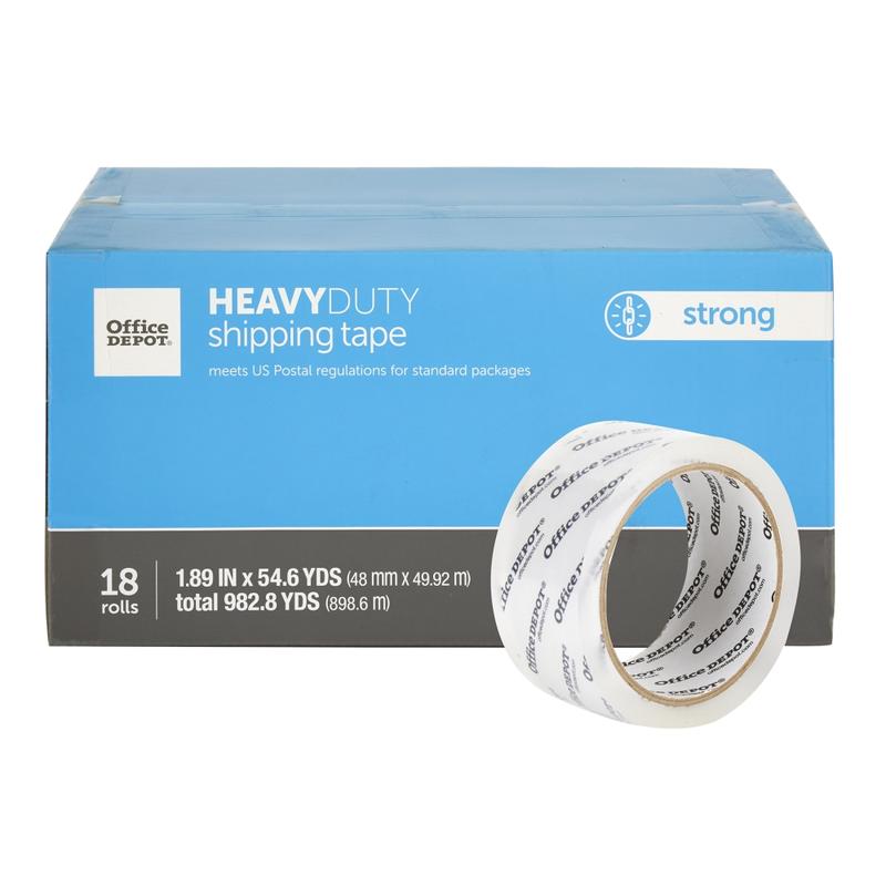 Office Depot Brand Heavy Duty Shipping Packing Tape, 1.89in x 54.6 Yd, Crystal Clear, Pack Of 18 Rolls (Min Order Qty 2) MPN:39965-OD