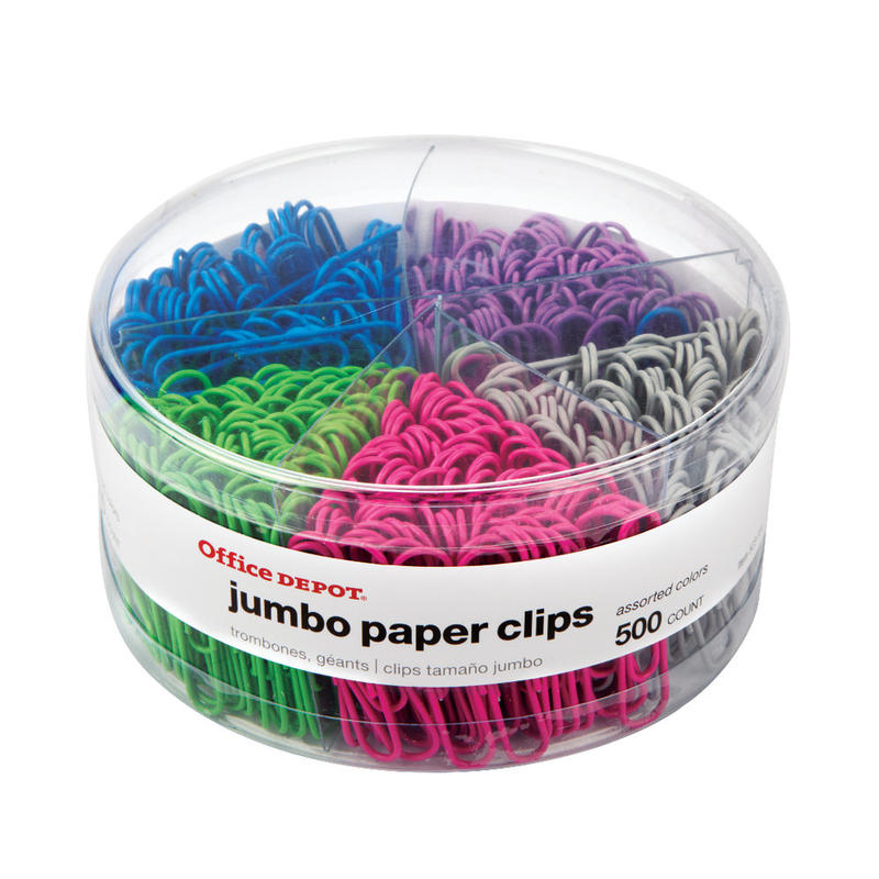 Office Depot Brand Paper Clips, Pack Of 500, Jumbo, Assorted Colors (Min Order Qty 19) MPN:2013011401