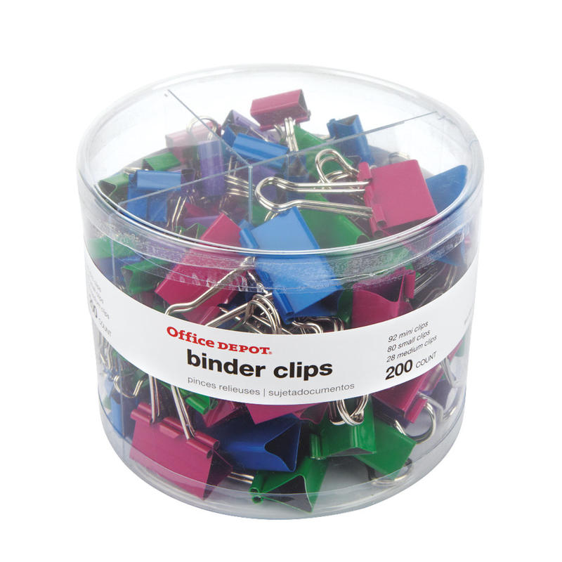 Office Depot Brand Binder Clip Combo Pack, Assorted Sizes, Assorted Colors, Pack Of 200 (Min Order Qty 13) MPN:2013011403