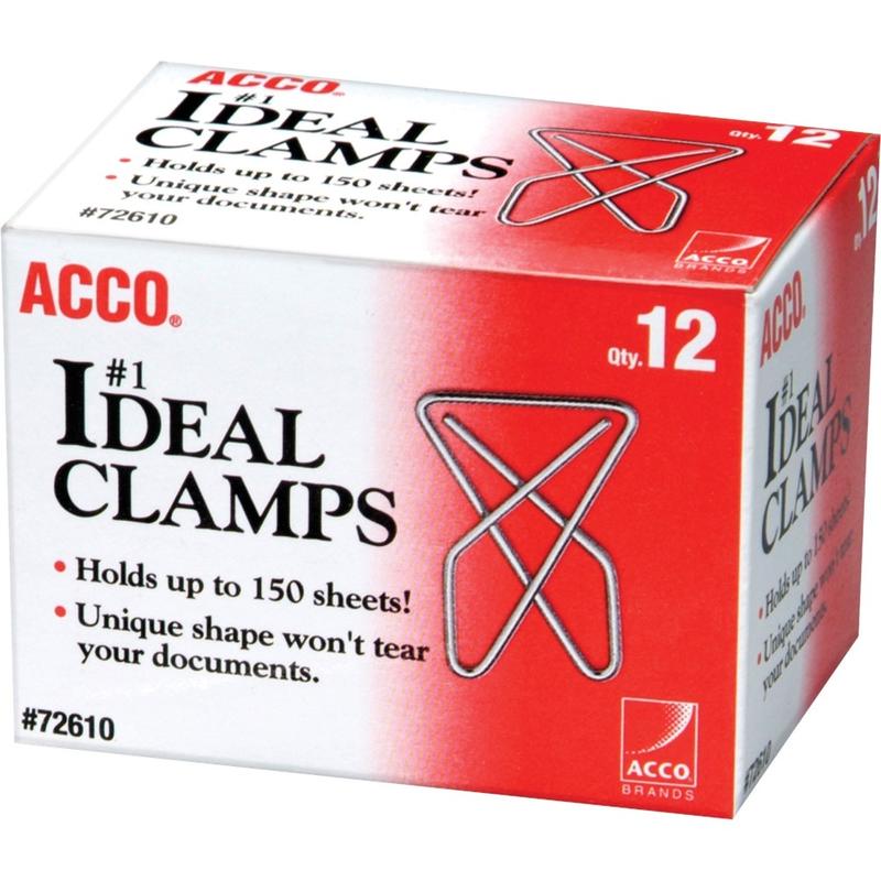 ACCO Ideal Paper Butterfly Clamp, #1 Size (Large), Box Of 12 (Min Order Qty 28) MPN:ACC72610