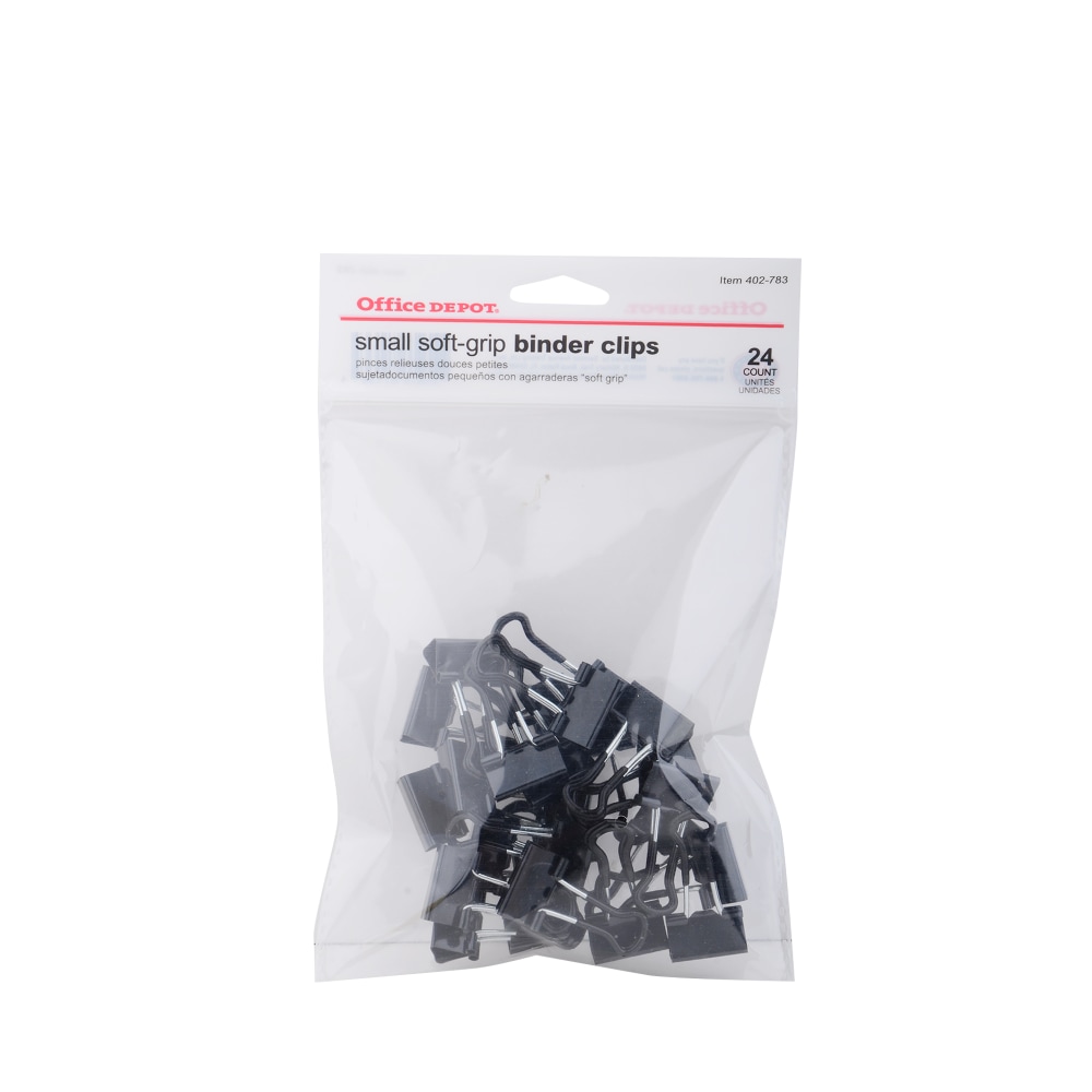 Office Depot Brand Binder Clips, Small, 3/4in Wide, 3/8in Capacity, Black, Pack Of 24 (Min Order Qty 48) MPN:LF-37