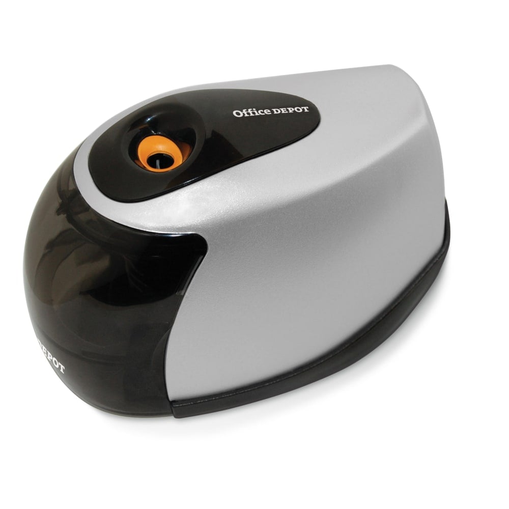 Office Depot Brand Dual-Powered Pencil Sharpener, 6in, Black/Silver (Min Order Qty 4) MPN:027523