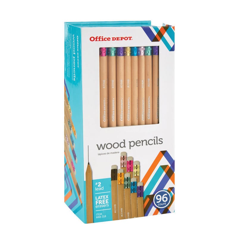 Office Depot Brand Natural Wood Pencils, #2 Lead, Medium Soft, Pack of 96 (Min Order Qty 6) MPN:2016-03