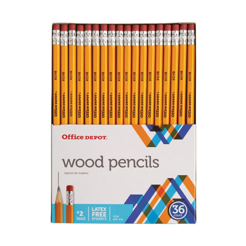 Office Depot Brand Wood Pencils, Unsharpened, #2 Medium Soft Lead, Pack Of 36 (Min Order Qty 23) MPN:2016-04