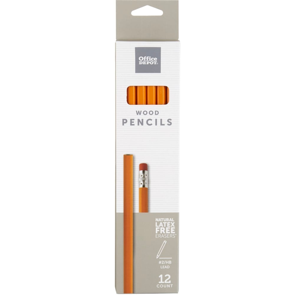 Office Depot Brand Wood Pencils, #2 Lead, Medium, Pack of 12 (Min Order Qty 63) MPN:2016-07