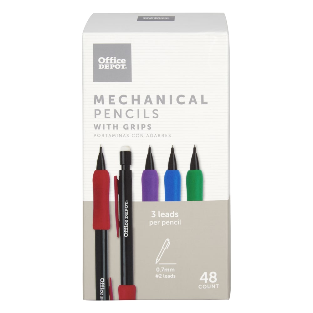 Office Depot Brand Mechanical Pencils With Comfort Grip, 0.7 mm, Black Barrel, Pack Of 48 Pencils (Min Order Qty 7) MPN:MB153402