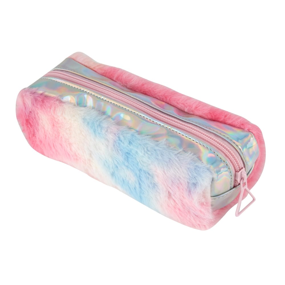 Office Depot Brand Furry Pencil Pouch, 7-1/2in x 3in, Rainbow Tie-Dye (Min Order Qty 14) MPN:SD060402