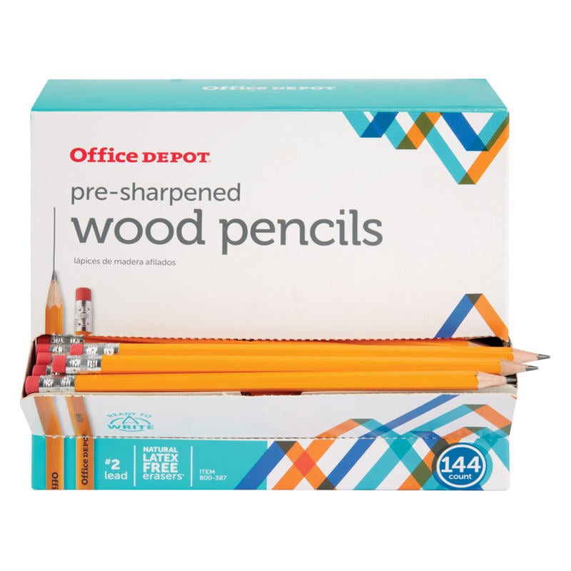 Office Depot Brand Gravity Feed Woodcase Pre-Sharpened Pencils, 2.2 mm, HB Hardness, Yellow, Box Of 144 Pencils (Min Order Qty 6) MPN:SFTC-P-144