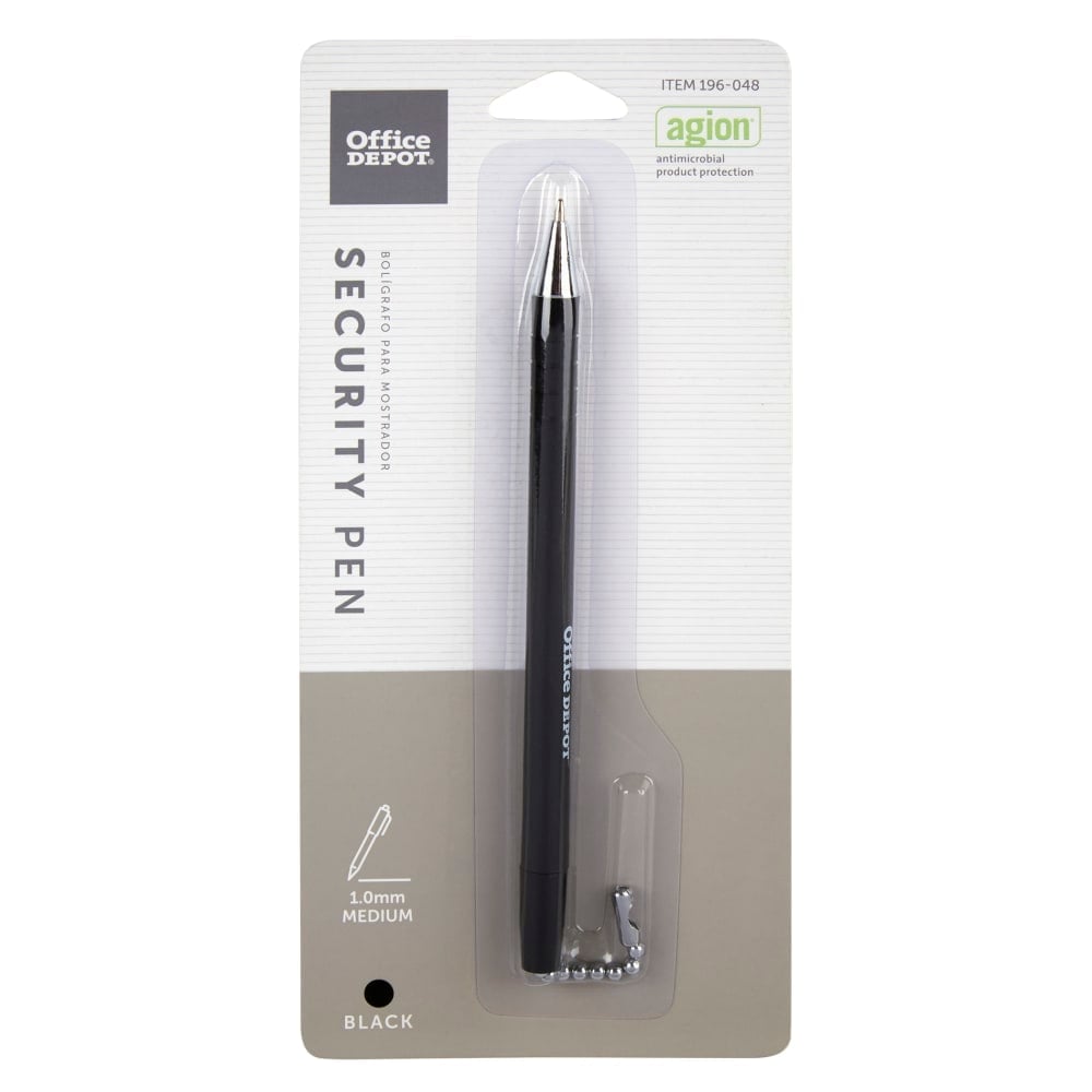 Office Depot Brand Security Counter Pen With Antimicrobial Protection, Refill, Medium Point, 1.0 mm, Black Ink (Min Order Qty 88) MPN:BF-S-3N