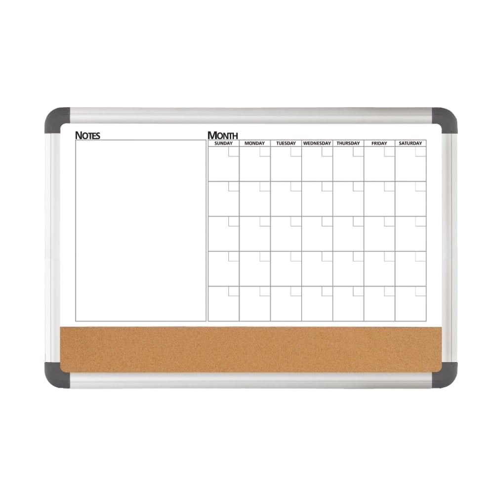 Realspace Magnetic Dry-Erase Whiteboard/Cork Calendar Board, 18in x 24in, Silver Aluminum Frame (Min Order Qty 6) MPN:KK0334