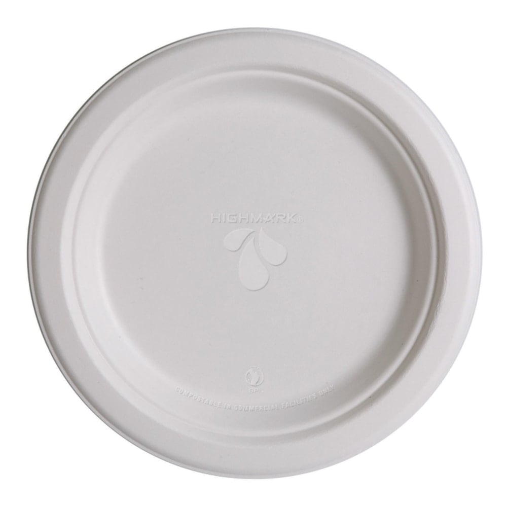 Highmark ECO Compostable Sugarcane Paper Plates, 9in, White, Pack Of 50 (Min Order Qty 6) MPN:EP-P016-Z00297PK