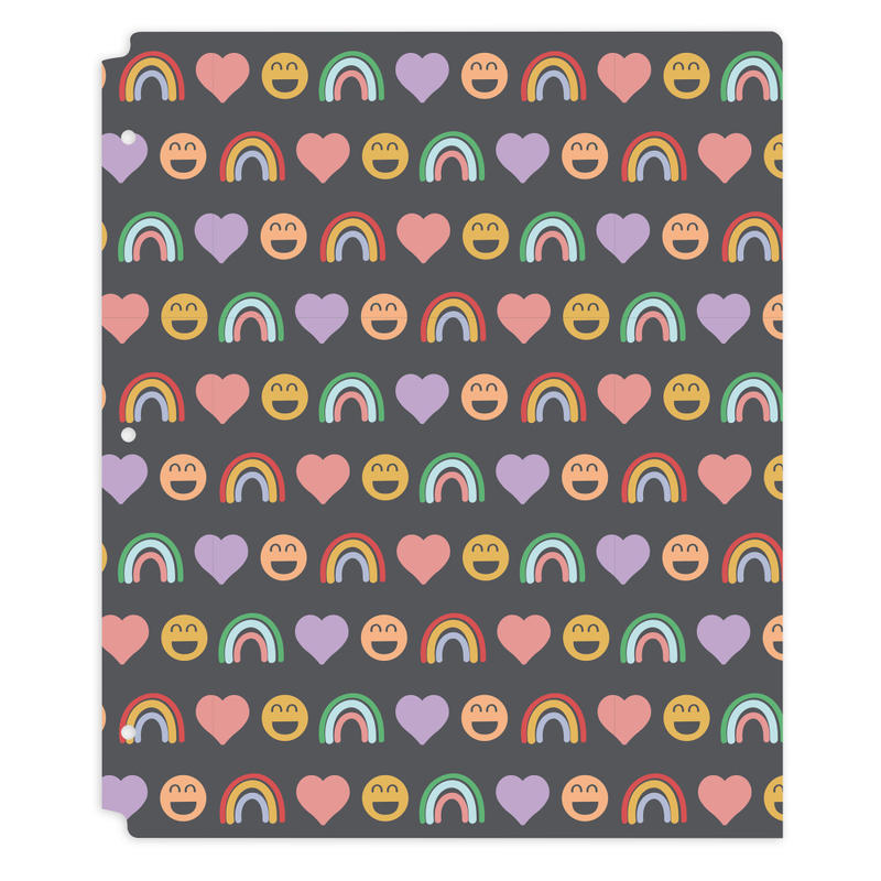 Office Depot Brand Fashion 2-Pocket Poly Folder, 8-1/2in x 11in, Hearts & Rainbows (Min Order Qty 54) MPN:FH-730004