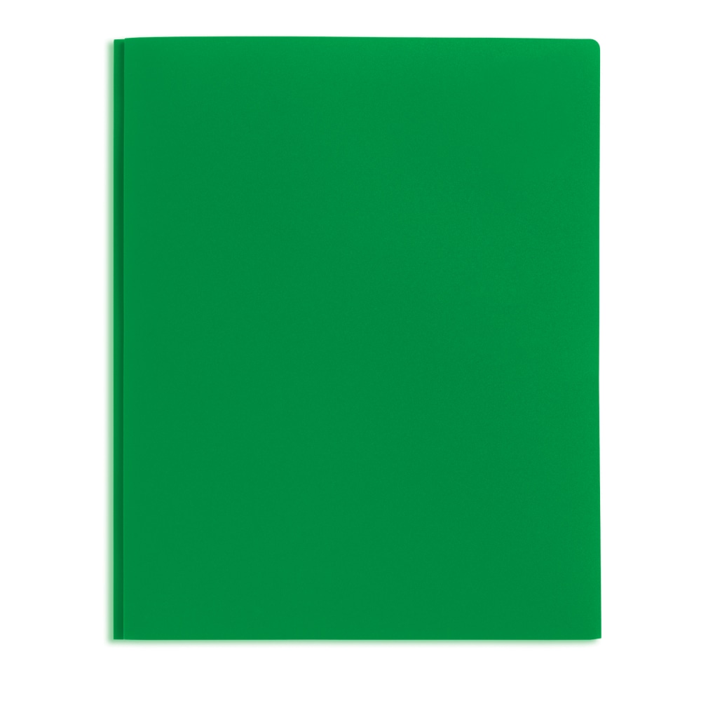 Office Depot Brand 2-Pocket School-Grade Poly Folder with Prongs, Letter Size, Green (Min Order Qty 162) MPN:ODU-REP138