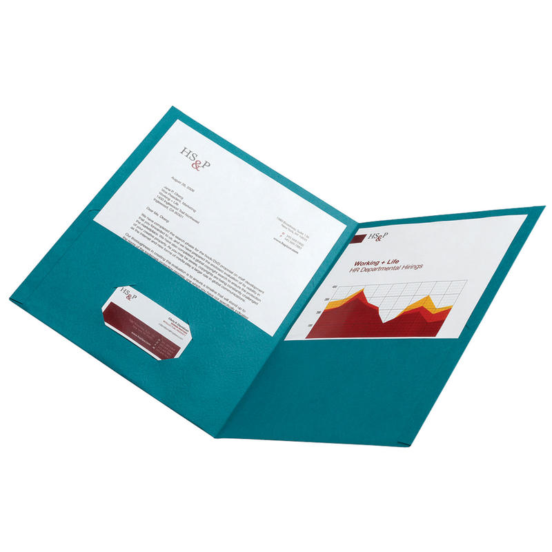 Office Depot Brand 2-Pocket Textured Paper Folders, Teal, Pack Of 10 (Min Order Qty 35) MPN:ODV139998