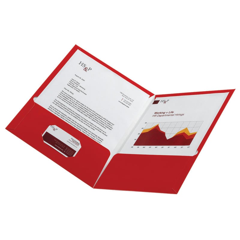 Office Depot Brand Laminated Paper 2-Pocket Folders, Red, Pack Of 10 (Min Order Qty 22) MPN:ODV433508