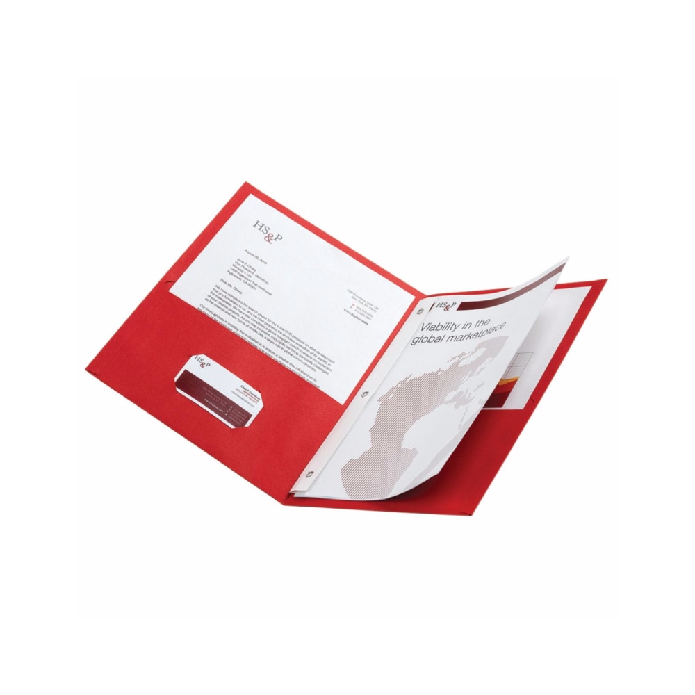 Office Depot Brand 2-Pocket Textured Paper Folders With Prongs, Red, Pack Of 10 (Min Order Qty 25) MPN:ODV433607