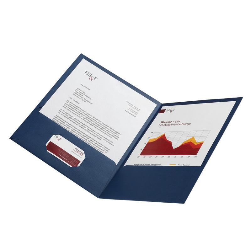 Office Depot Brand Linen 2-Pocket Folder, Letter Size, Navy, Pack Of 5 (Min Order Qty 38) MPN:ODV766820