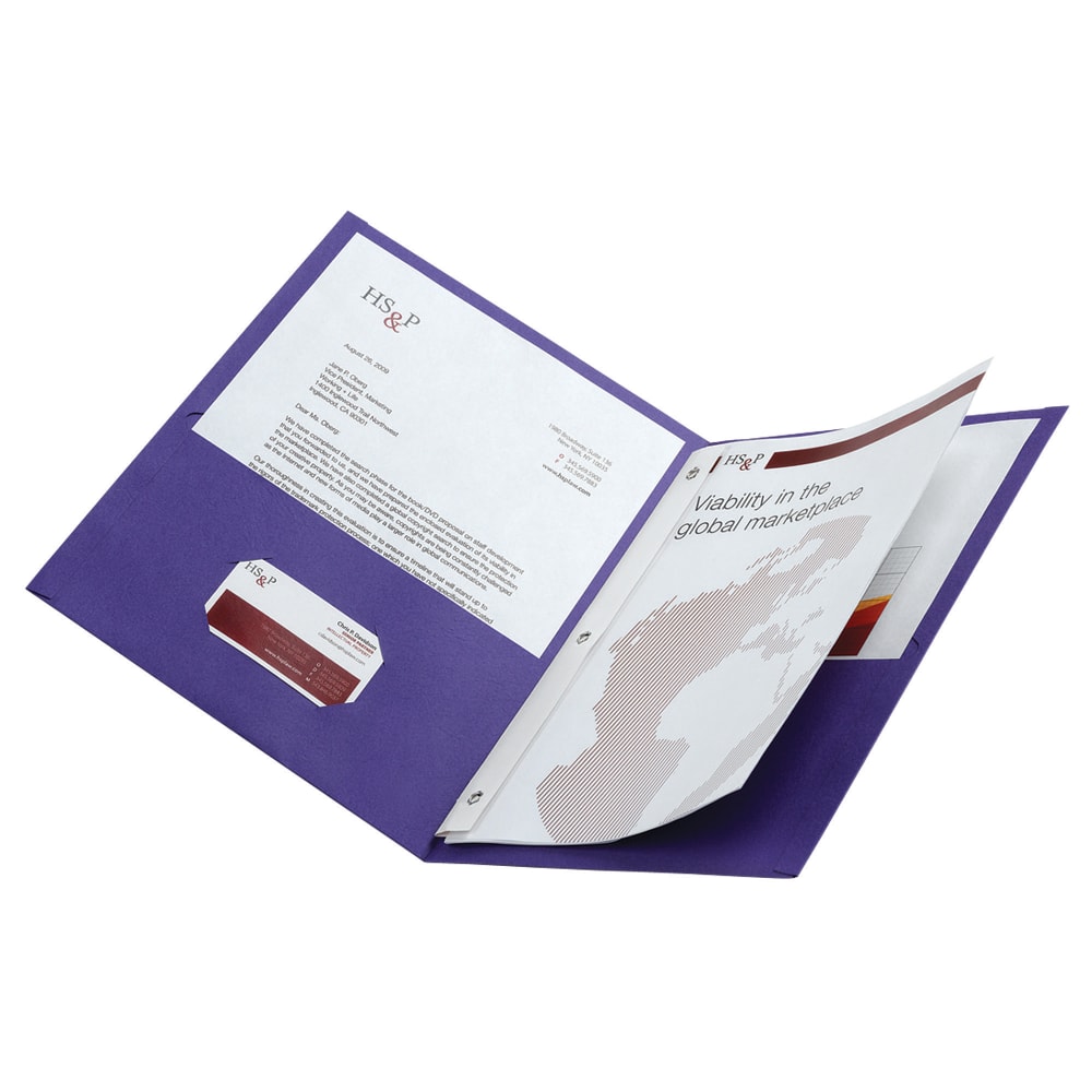 Office Depot Brand 2-Pocket Textured Paper Folders With Prongs, Violet, Pack Of 10 (Min Order Qty 24) MPN:ODV952991