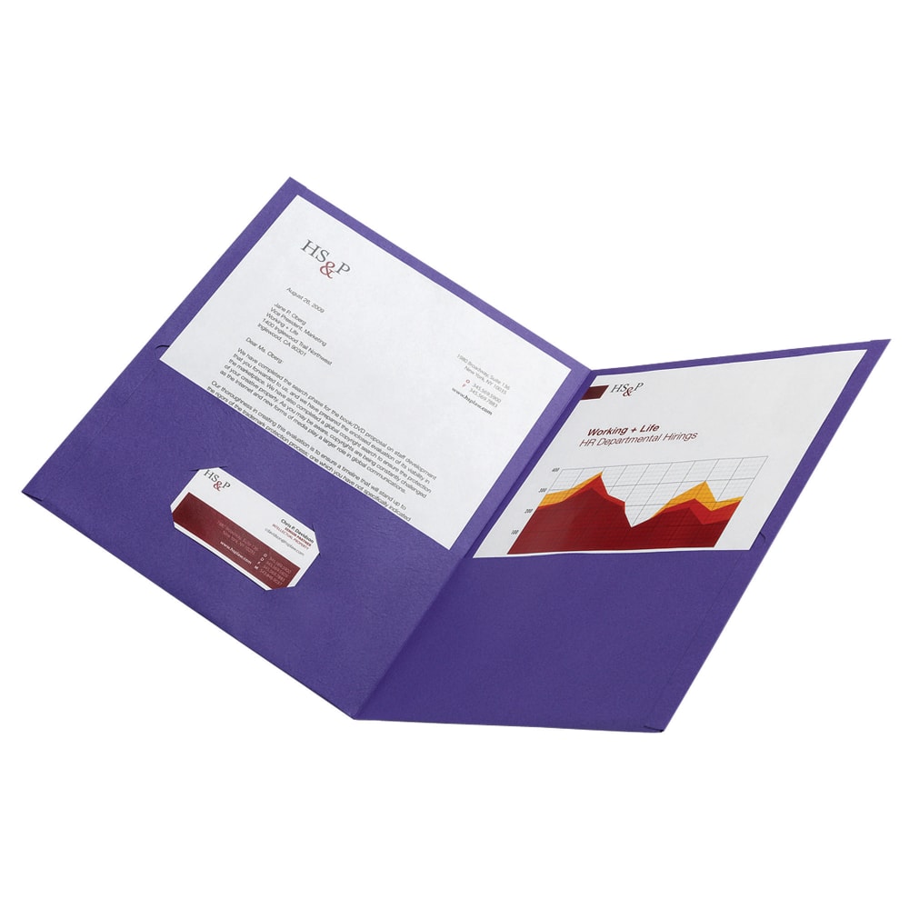 Office Depot Brand 2-Pocket Textured Paper Folders, Violet, Pack Of 10 (Min Order Qty 35) MPN:ODV953017