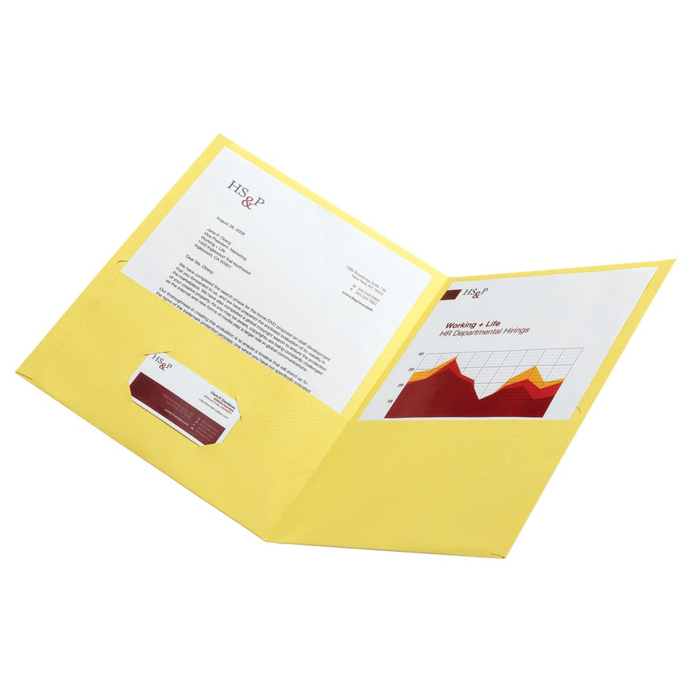 Office Depot Brand 2-Pocket Textured Paper Folders, Yellow, Pack Of 10 (Min Order Qty 35) MPN:ODV988212