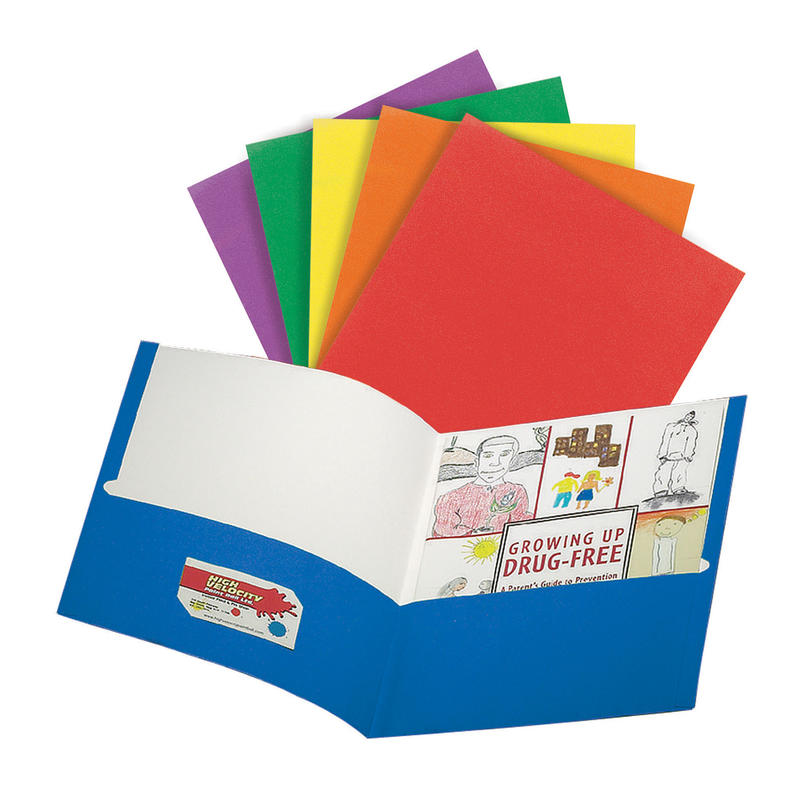 Office Depot Brand 2-Pocket School-Grade Paper Folders, Letter Size, Assorted Colors, Pack Of 10 (Min Order Qty 40) MPN:ODVN168423