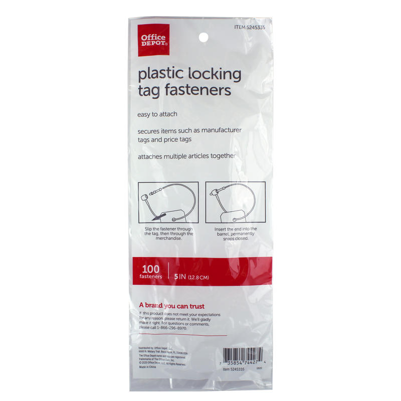 Office Depot Brand Fastener Locks, 5in, Clear, Pack Of 100 Fastener Locks (Min Order Qty 17) MPN:098408