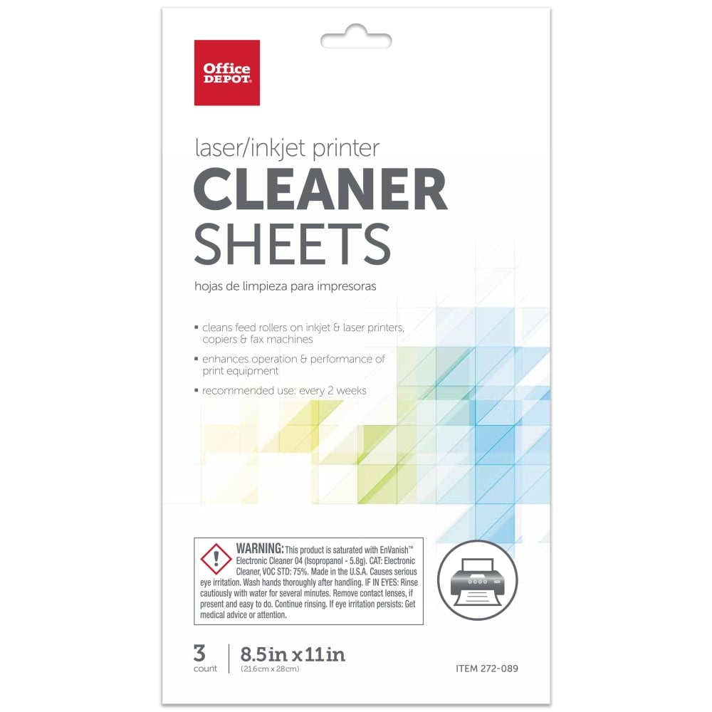 Office Depot Brand Brand Laser/Inkjet Printer Cleaner Sheets (Min Order Qty 9) MPN:OD2537