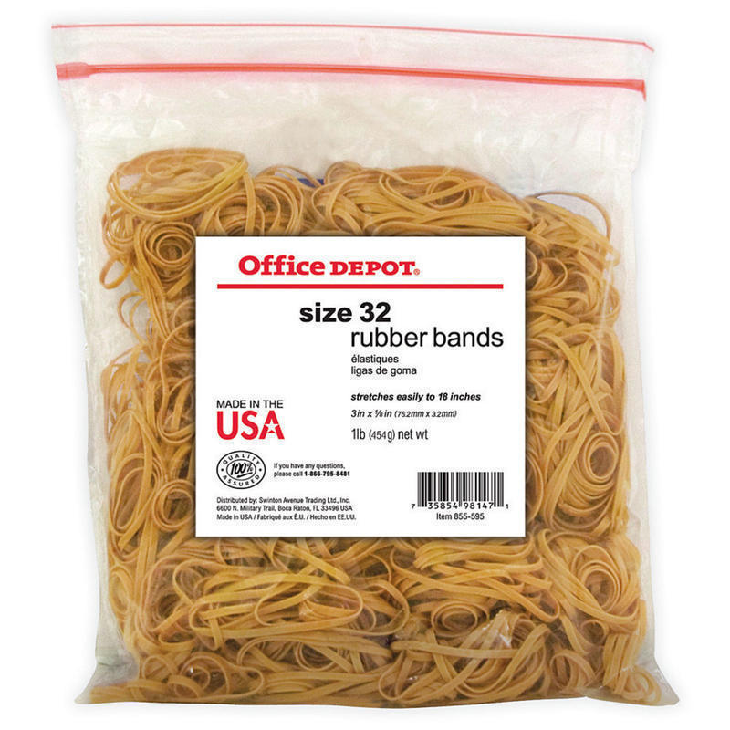 Office Depot Brand Rubber Bands, #32, 3in x 1/8in, Crepe, 1-Lb Bag (Min Order Qty 17) MPN:2432408