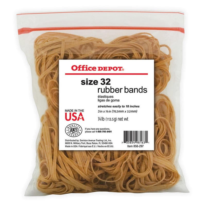 Office Depot Brand Rubber Bands, #32, 3in x 1/8in, 1/4 Lb. Bag (Min Order Qty 62) MPN:2432808