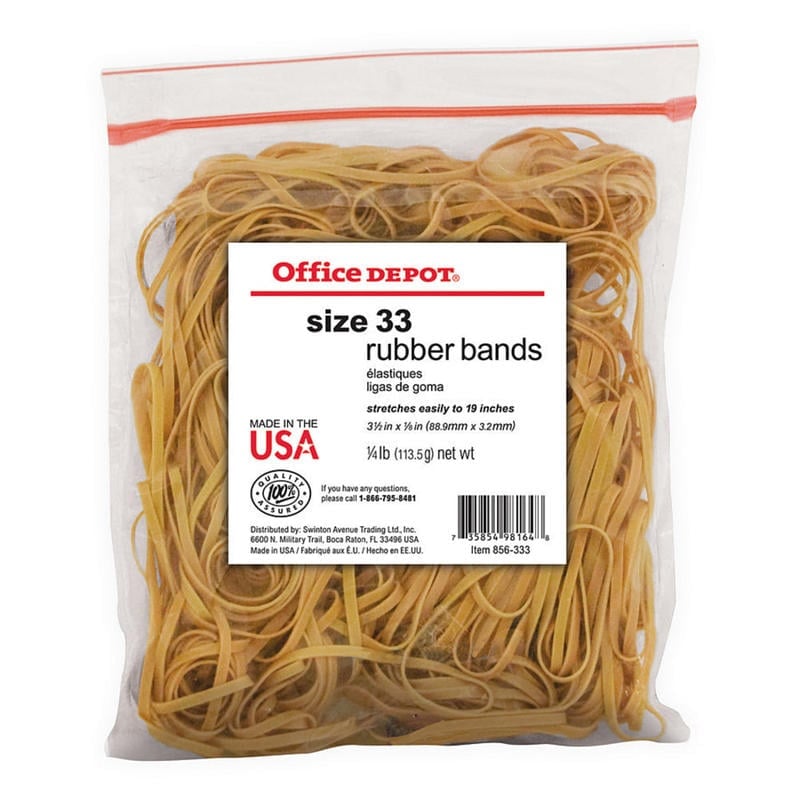 Office Depot Brand Rubber Bands, #33, 3 1/2in x 1/8in, 1/4Lb. Bag (Min Order Qty 62) MPN:2433808